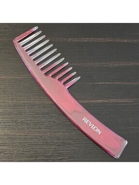 Vintage Revlon Pink Clear Wide Tooth Detangling Hair Comb Acrylic EUC